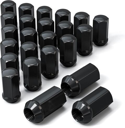 24pcs 14x1.5 Lug Nuts 1.77" (45mm) Height 7/8" Hex(22mm), M14-1.5 One-Piece Design Factory Black Wheel Lug Nuts Compatible with Chevy & Tahoe GMC Sierra 1500 Buick Dodge Cadillac, Black in Saudi Arabia