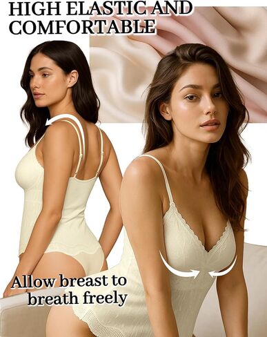 Livona Women's Lace Cami Top - Adjustable Spaghetti Straps Wireless Comfort Padded Tank for Sleep Lounge in Kuwait
