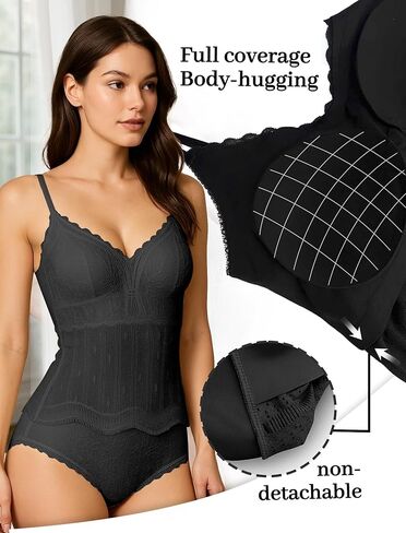 Livona Women's Lace Cami Top - Adjustable Spaghetti Straps Wireless Comfort Padded Tank for Sleep Lounge in Kuwait