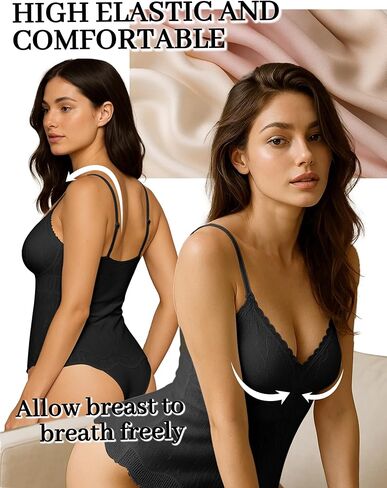 Livona Women's Lace Cami Top - Adjustable Spaghetti Straps Wireless Comfort Padded Tank for Sleep Lounge in Kuwait