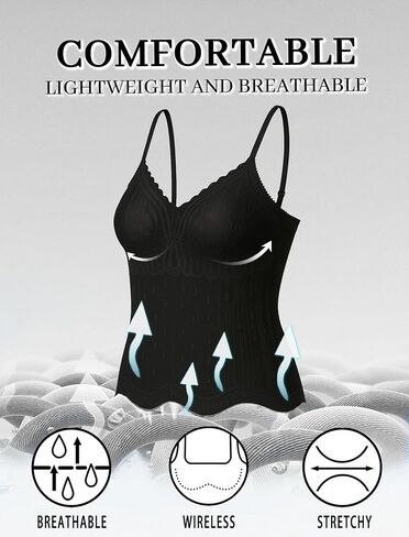 Livona Women's Lace Cami Top - Adjustable Spaghetti Straps Wireless Comfort Padded Tank for Sleep Lounge in Kuwait