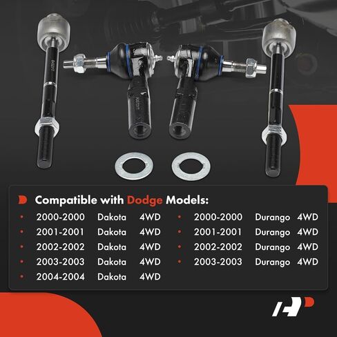 A-Premium Set of 4, Front Inner Outer Tie Rod End Kit, Compatible with Dodge Durango 2000-2003, Dakota 2000-2004, 4WD in Saudi Arabia