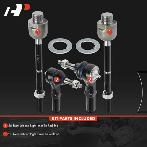 A-Premium Set of 4, Front Inner Outer Tie Rod End Kit, Compatible with Dodge Durango 2000-2003, Dakota 2000-2004, 4WD in Saudi Arabia