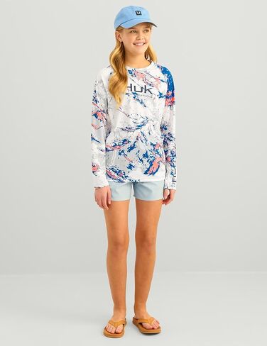 HUK Unisex Kid's Pursuit Pattern Long Sleeve, Fishing Shirt, Mossy Oak-Windsurfer in Saudi Arabia