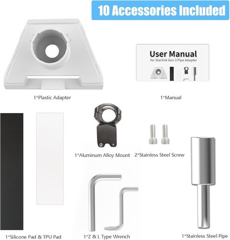 Gen 3 Mount for Starlink Wall Mount, Adjustable Starlink Gen 3 Wall Mount Roof Mount Gen 3 Mount Kit, Starlink Mount with Gen 3 Pipe Adapter for Standard Starlink Gen3 in Kuwait