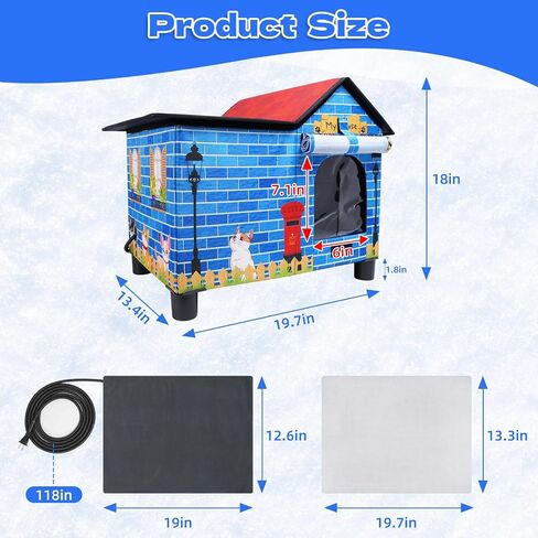 Outdoor Heated Cat House for Winter, Elevated Weatherproof Cat House for Outdoor with Pet Heating Pad, Large Warm Feral Cat Home for Multiple Cats, 19.5 X 13.5 X 18 Inches in Saudi Arabia