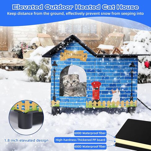 Outdoor Heated Cat House for Winter, Elevated Weatherproof Cat House for Outdoor with Pet Heating Pad, Large Warm Feral Cat Home for Multiple Cats, 19.5 X 13.5 X 18 Inches in Saudi Arabia