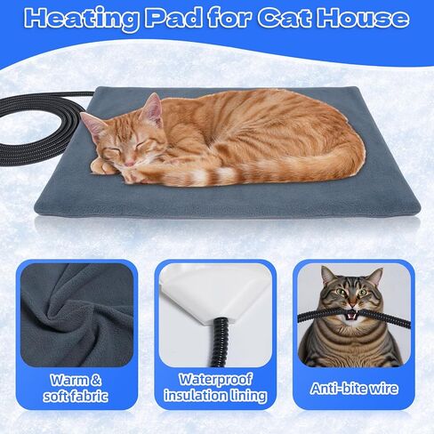 Outdoor Heated Cat House for Winter, Elevated Weatherproof Cat House for Outdoor with Pet Heating Pad, Large Warm Feral Cat Home for Multiple Cats, 19.5 X 13.5 X 18 Inches in Saudi Arabia