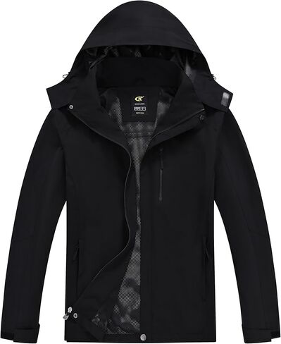 YuKaiChen Mens Rain Jacket Waterproof with Hooded Hiking Coat Lightweight Windbreaker in Kuwait