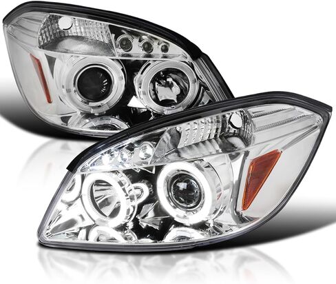 SPEC-D TUNING Jet Black LED المصابيح الأمامية متوافقة مع 2005-2010 Chevy Cobalt، 2007-2009 Pontiac G5، 2005-2006 Pontiac Pursuit، مجموعة المصابيح الأمامية اليسرى + اليمنى in Kuwait