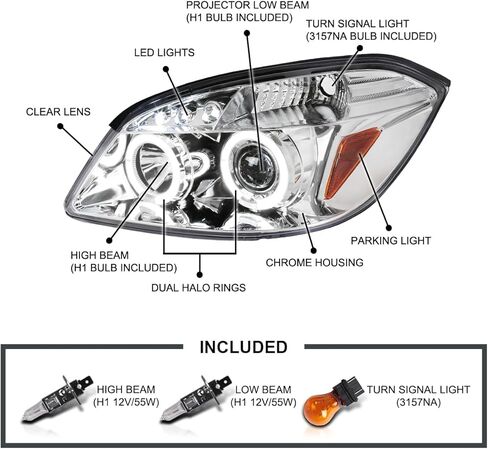 SPEC-D TUNING Jet Black LED المصابيح الأمامية متوافقة مع 2005-2010 Chevy Cobalt، 2007-2009 Pontiac G5، 2005-2006 Pontiac Pursuit، مجموعة المصابيح الأمامية اليسرى + اليمنى in Kuwait