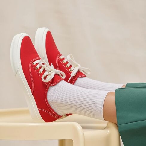 CUSHIONAIRE Women’s Freshman Canvas Lace-Up Sneaker with Memory Foam, Wide Widths Available | Casual Walking Shoes, Lightweight & Comfortable in Kuwait