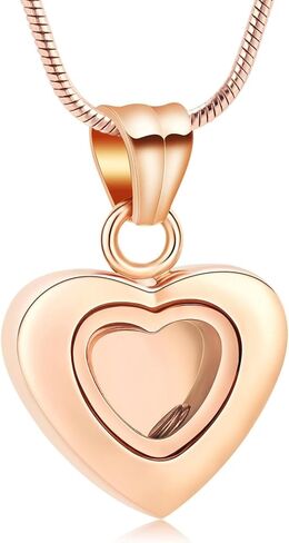 zeqingjw Cremation Heart Urn Ashes Necklace for Women Men Stainless Steel Memorial Ash Keepsake Pendant Cremation Jewelry in Kuwait
