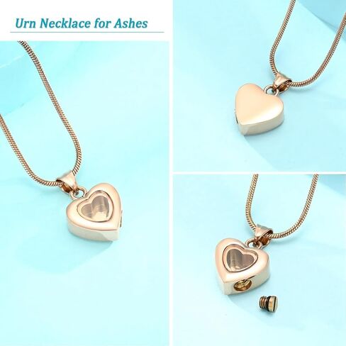 zeqingjw Cremation Heart Urn Ashes Necklace for Women Men Stainless Steel Memorial Ash Keepsake Pendant Cremation Jewelry in Kuwait