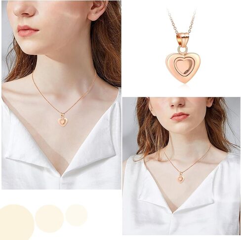 zeqingjw Cremation Heart Urn Ashes Necklace for Women Men Stainless Steel Memorial Ash Keepsake Pendant Cremation Jewelry in Kuwait