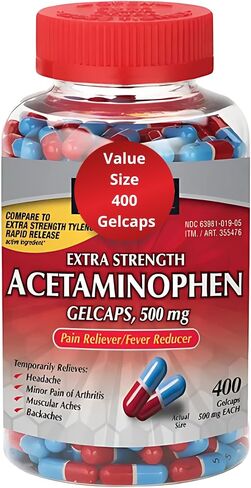 Acetaminophen 500mg, Extra Strength Rapid Release, 400 Gelcaps in Saudi Arabia