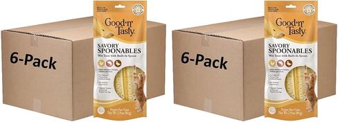 Good ‘n’ Tasty Savory Spoonables with Real Chicken, Salmon & Duck, 6 Count Tube, Triple Flavor Squeezable Lickable Wet Treats for Cats with Built-in Spoon for Less Mess in Saudi Arabia