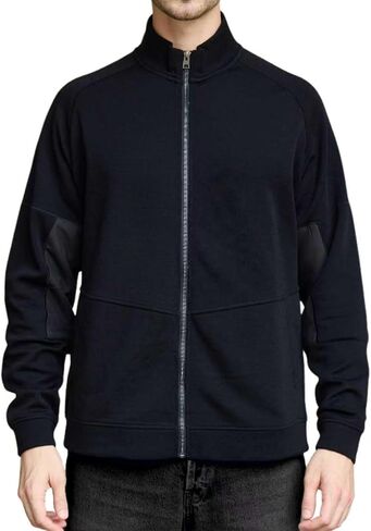 Full Zip Men’s Merino Wool Jackets & Coats for Running Track, Warm Jackets for Men, Mens Zip Up Sweatshirt No Hood in Kuwait
