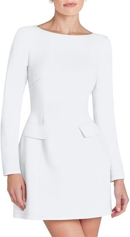 HYZ Women's Sexy Corset Crew Neck Long Sleeve Backless Cocktail Party Mini Dress with Decorative Pockets in Saudi Arabia