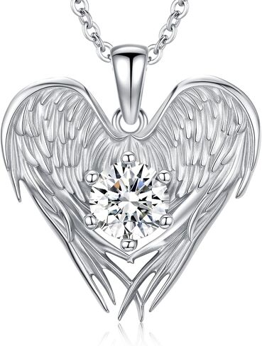 Wings Moissanite Pendant Necklaces for Women,2 Carats,925 Sterling Silver Necklace,Anniversary Present or Valentine Christmas Mothers Day Birthday Jewelry Gifts for Mom Wife Her Girlfriend in Saudi Arabia