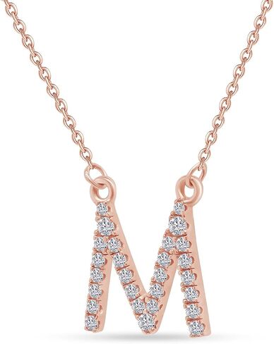 Lab Created Moissanite Initial Necklace for Women, 925 Sterling Silver Letter A-Z Necklace with 14K Gold Plating,Gifts for Women Mom Wife Clarity- VVS1, 0.11Cttw to 0.29Cttw in Saudi Arabia