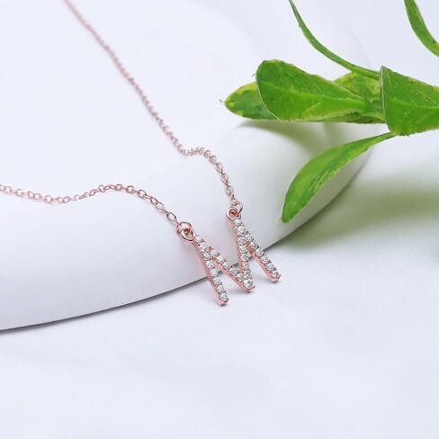 Lab Created Moissanite Initial Necklace for Women, 925 Sterling Silver Letter A-Z Necklace with 14K Gold Plating,Gifts for Women Mom Wife Clarity- VVS1, 0.11Cttw to 0.29Cttw in Saudi Arabia