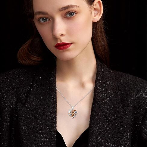 Skull Necklace Sterling Silver Gothic Heart Pendant Rose Birthstone Necklace Halloween Skull Jewelry Gift for Women Men in Kuwait