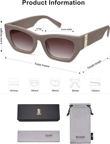 SOJOS Trendy Rectangle Cateye Sunglasses Womens Mens UV400 Fashion Chic Chunky Shades SJ2296 in Saudi Arabia