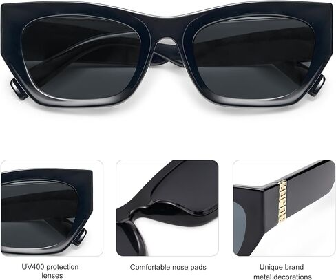 SOJOS Trendy Rectangle Cateye Sunglasses Womens Mens UV400 Fashion Chic Chunky Shades SJ2296 in Saudi Arabia