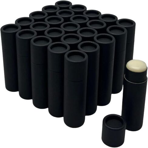 GreenWay 0.3oz / 8.5g Kraft Paperboard Lip Balm Tubes with Lids - 100 Pack Lip Gloss Tubes Refillable DIY Cosmetic Containers - Lip Balm Containers Chapstick Tubes Empty Holder Tubes - Black in Saudi Arabia