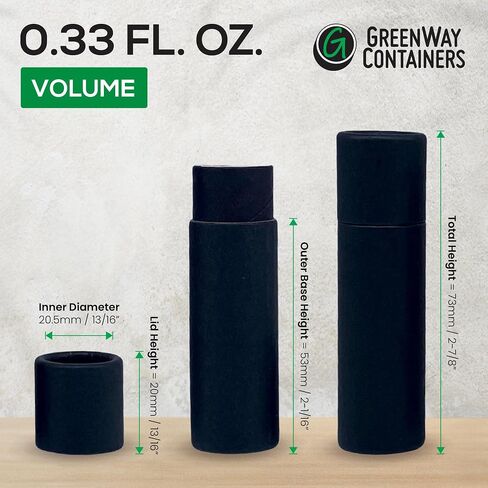 GreenWay 0.3oz / 8.5g Kraft Paperboard Lip Balm Tubes with Lids - 100 Pack Lip Gloss Tubes Refillable DIY Cosmetic Containers - Lip Balm Containers Chapstick Tubes Empty Holder Tubes - Black in Saudi Arabia