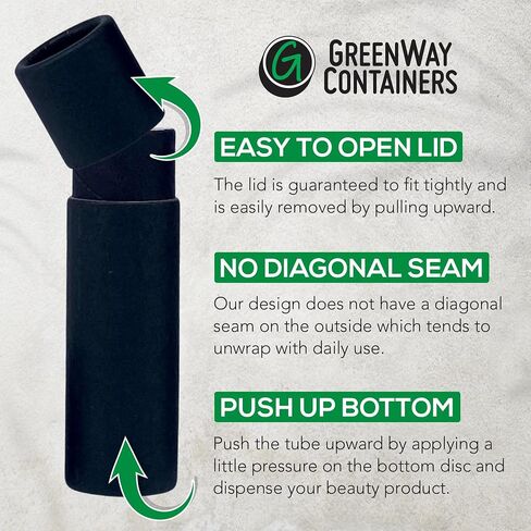 GreenWay 0.3oz / 8.5g Kraft Paperboard Lip Balm Tubes with Lids - 100 Pack Lip Gloss Tubes Refillable DIY Cosmetic Containers - Lip Balm Containers Chapstick Tubes Empty Holder Tubes - Black in Saudi Arabia