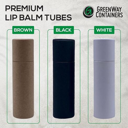 GreenWay 0.3oz / 8.5g Kraft Paperboard Lip Balm Tubes with Lids - 100 Pack Lip Gloss Tubes Refillable DIY Cosmetic Containers - Lip Balm Containers Chapstick Tubes Empty Holder Tubes - Black in Saudi Arabia