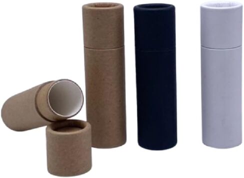 GreenWay 0.3oz / 8.5g Kraft Paperboard Lip Balm Tubes with Lids - 100 Pack Lip Gloss Tubes Refillable DIY Cosmetic Containers - Lip Balm Containers Chapstick Tubes Empty Holder Tubes - Black in Saudi Arabia