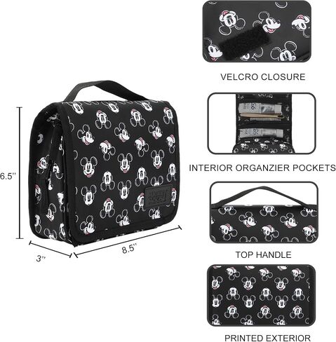 Bioworld Disney Mickey Mouse Heads 6.5" Black Folding Hanging Toiletry Travel Bag in Saudi Arabia