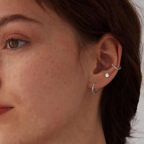 Incaton 18G Hypoallergenic Flat Back Stud Earrings, 316L Surgical Steel Internal Thread CZ Stud for Helix Tragus Cartilage Conch Nose Lip Hoops Labret Rings Piercing Jewelry For Women in Kuwait
