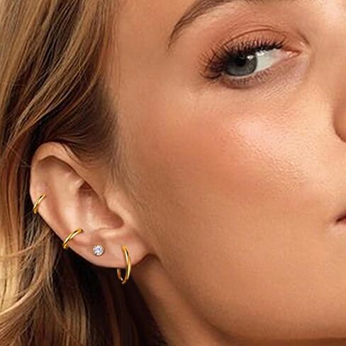 Incaton 18G Hypoallergenic Flat Back Stud Earrings, 316L Surgical Steel Internal Thread CZ Stud for Helix Tragus Cartilage Conch Nose Lip Hoops Labret Rings Piercing Jewelry For Women in Kuwait