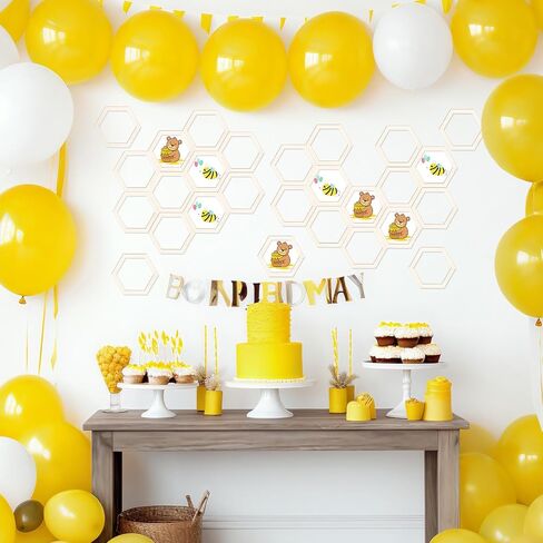 Gerrii 24 Pcs Honeycomb Decorations 8'' Unfinished Wooden Hexagon Wall Decor Hexagon Wall Stickers Decorative Wood Honeycomb Beehive Sign for Baby Shower Honeybee DIY Birthday Party Decor in Kuwait