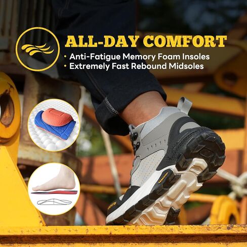 Steel Toe Work Shoes for Men Women, Puncture Resistant Safety Work Boots, 6" Lightweight Comfortable Industrial Construction Boot, Indestructible Utility Sneakers in Saudi Arabia
