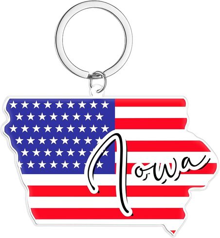 Iowa Souvenirs Keychain With Key Ring - American Flag Keychain, Key Holder For Gifts,Souvenirs From Usa,Spot M in Saudi Arabia