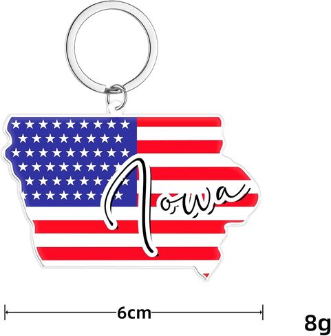 Iowa Souvenirs Keychain With Key Ring - American Flag Keychain, Key Holder For Gifts,Souvenirs From Usa,Spot M in Saudi Arabia