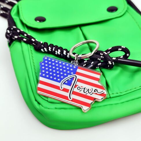 Iowa Souvenirs Keychain With Key Ring - American Flag Keychain, Key Holder For Gifts,Souvenirs From Usa,Spot M in Saudi Arabia
