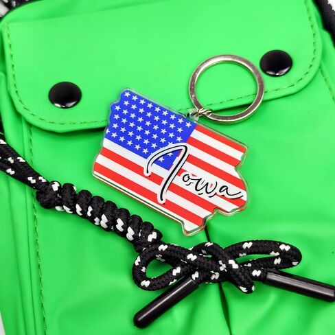 Iowa Souvenirs Keychain With Key Ring - American Flag Keychain, Key Holder For Gifts,Souvenirs From Usa,Spot M in Saudi Arabia
