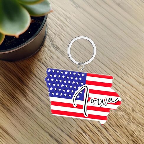 Iowa Souvenirs Keychain With Key Ring - American Flag Keychain, Key Holder For Gifts,Souvenirs From Usa,Spot M in Saudi Arabia