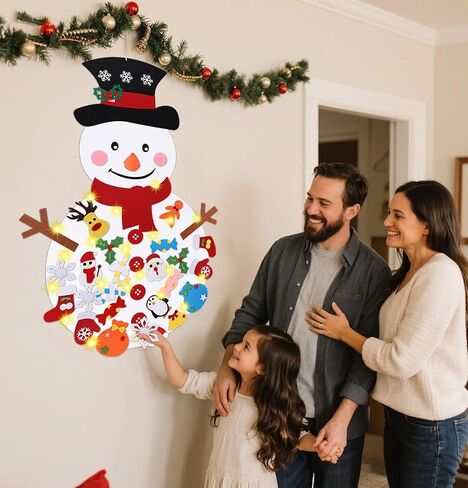 مجموعة شجرة عيد الميلاد من اللباد DIY مع زخارف للأطفال، هدايا عيد الميلاد معلقة على الحائط لزينة عيد الميلاد مع 34 زخرفة قابلة للفصل بطول 3 أقدام (شجرة عيد الميلاد الخضراء) in Saudi Arabia
