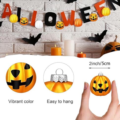 Smiling Pumpkin Hanging Ornaments - 12 Pack Halloween Decorations, Resin Fall Thanksgiving Tree Decor with Lanyards, Indoor Outdoor Home Party Décor (Orange) in Saudi Arabia