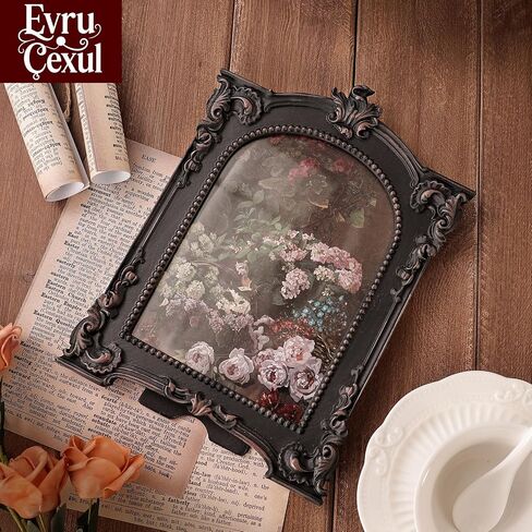 إطارات صور عتيقة مقاس 5 × 7 - إطار أسود مزخرف فيكتوري مقاس 5 × 7، إطار صورة مقاس 5 × 7 عتيق، إطار صورة أسود مقوس عتيق، إطارات صور صغيرة مقاس 5 × 7 معلقة على الحائط لديكور الحائط القوطي العتيق، إطار صورة الهالوين (أسود عتيق 1، 5 × 7) in Kuwait