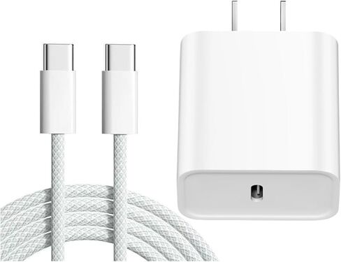 شاحن iPhone 16 15 شحن سريع من النوع C شاحن 20 وات USB C شاحن iPhone 16 مع كابل USB-C منسوج بطول 6 أقدام 60 وات لهاتف iPhone 16/16 Plus/16 Pro/16 Pro Max/iPhone 15/15 Pro Max/iPad Pro/AirPods in Kuwait