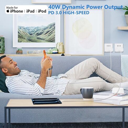 شاحن iPhone 16 15 شحن سريع من النوع C شاحن 20 وات USB C شاحن iPhone 16 مع كابل USB-C منسوج بطول 6 أقدام 60 وات لهاتف iPhone 16/16 Plus/16 Pro/16 Pro Max/iPhone 15/15 Pro Max/iPad Pro/AirPods in Kuwait