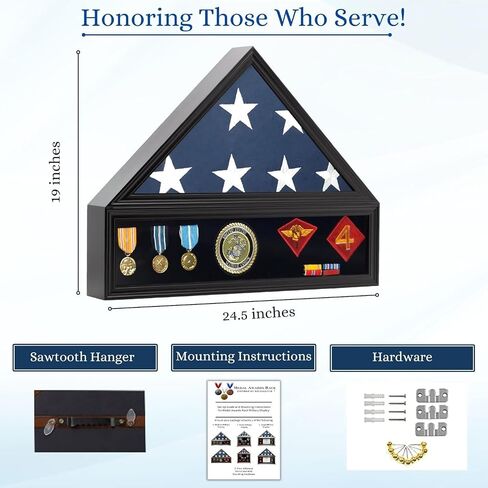 Personalized Military Shadow Box Display Case for Funeral Burial Flag, American Veterans Fits Folded 5x9.5’ Flag, Glass and New Zealand Pine Frame. (Walnut, Large) in Saudi Arabia